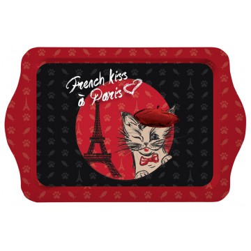 Petit Plateau métal Chat FRENCH KISS à Paris déco rétro vintage