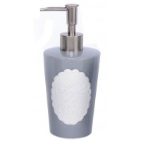 Distributeur de savon liquide gris céramique médaillon relief SALLE DE BAIN