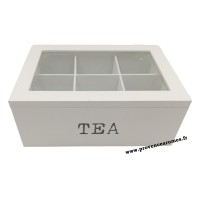 Boîte à thé en bois TEA couvercle vitré