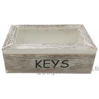 Boîte à clés en bois KEYS couvercle vitré