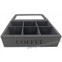Boîte à dosettes Café en bois COFFEE 6 compartiments couvercle vitré