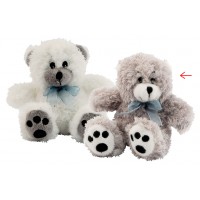 Peluche Petit Ours gris Ruban bleu