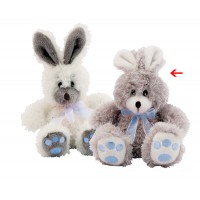 Peluche Petit Lapin gris Ruban bleu