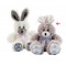 Peluche Petit Lapin gris Ruban bleu