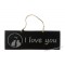 Plaque en bois " I Love You " déco Chat sur fond Noir