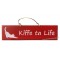 Plaque en bois " Kiffe ta life " déco Chat fond Rouge