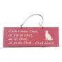 Plaque en bois "Je parle Chat... Chat alors!" déco Chat sur fond Rose