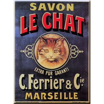 Plaque métal SAVON LE CHAT 40 x 30 cm déco rétro vintage