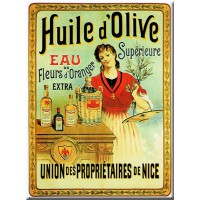 Plaque métal HUILE D'OLIVE SUPÉRIEURE 40 x 30 cm déco rétro vintage