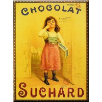 Plaque métal Chocolat SUCHARD petite fille 40 x 30 cm déco rétro vintage