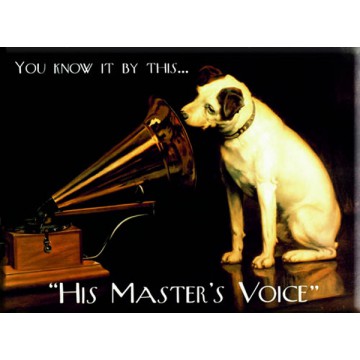 Plaque métal HIS MASTER'S VOICE 40 x 30 cm déco rétro vintage