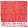 Serviette de toilette brodée SAVON DE MARSEILLE couleur Corail