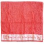 Serviette de toilette brodée SAVON DE MARSEILLE couleur Corail