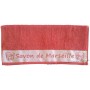 Serviette de toilette brodée SAVON DE MARSEILLE couleur Corail