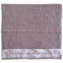 Serviette de toilette brodée SAVON DE MARSEILLE couleur Parme