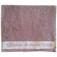 Serviette d'invité brodée SAVON DE MARSEILLE couleur Parme