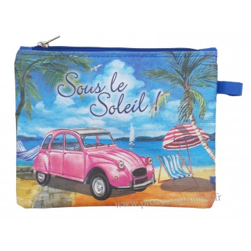 Trousse de toilette ou maquillage DEUX CHEVAUX à la plage