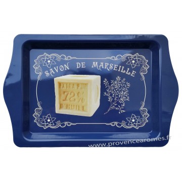 Petit plateau métal bleu SAVON DE MARSEILLE
