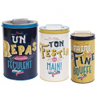 Set de 3 Boîtes alimentaires LES P'TITS MOTS D'HUMOUR Natives déco rétro vintage