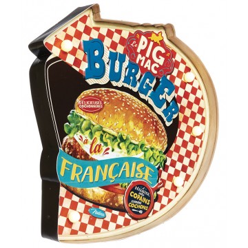 Enseigne lumineuse BURGER PIG MAC Natives déco rétro vintage