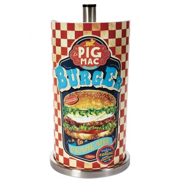 Dévidoir essuie-tout métal BURGER PIG MAC Natives déco rétro vintage