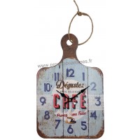 Horloge style planche à découper en bois CAFÉ déco rétro vintage