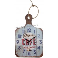 Horloge style planche à découper en bois CAFÉ déco rétro vintage
