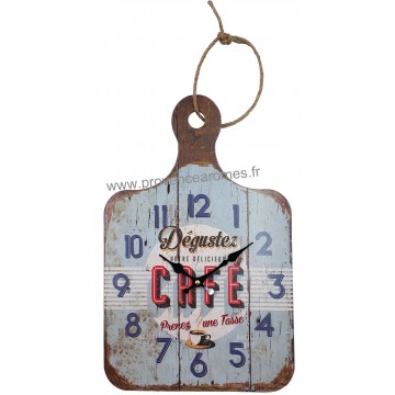 Horloge style planche à découper en bois CAFÉ déco rétro vintage