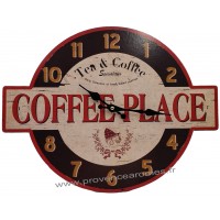 Horloge en bois COFFEE PLACE déco rétro vintage