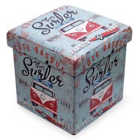 Pouf / coffre de rangement déco combi VENEZ SURFER rétro rétro vintage