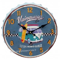 Horloge capsule métal VAN Vainqueur du Rallye Monte-Carlo déco rétro vintage