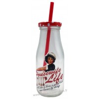 Petite bouteille de lait rétro avec paille déco pin-up vintage Housewife Life modèle 1