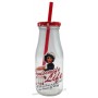 Petite bouteille de lait rétro avec paille déco pin-up vintage Housewife Life modèle 1