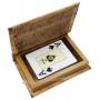 Livre boîte en bois jeu de cartes déco Dame de Trèfle rétro vintage