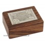 Boîte en bois jeu de cartes décor laiton Roi de Pique