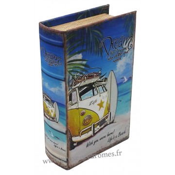 Livre boîte en bois déco VAN DREAM rétro vintage 17 cm