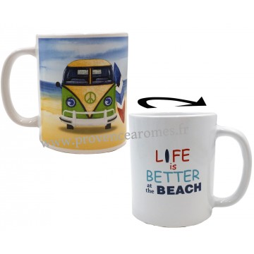 Mug VAN VERT LIFE is better at the beach déco rétro vintage