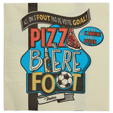 Serviettes en papier PIZZA BIÈRE FOOT Natives déco rétro vintage