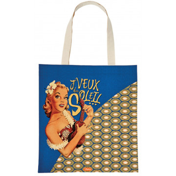 Sac coton Tote bag J'VEUX DU SOLEIL Natives déco rétro vintage