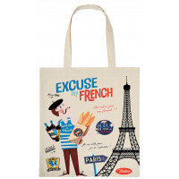 Sac coton Tote bag EXCUSE MY FRENCH Natives déco rétro vintage