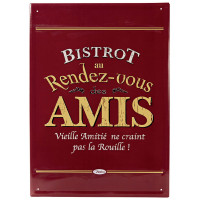 Grande Plaque métal BISTROT DES AMIS Natives déco rétro vintage