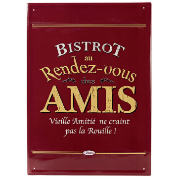 Grande Plaque métal BISTROT DES AMIS Natives déco rétro vintage