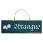 Plaque en bois " Pétanque " fond Bleu canard