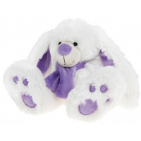 Peluche lapin blanc avec écharpe lavande