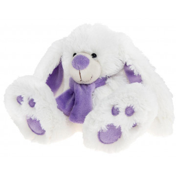 Peluche lapin blanc avec écharpe lavande