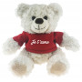 Peluche Ours crème JE T'AIME sur tee shirt rouge collection Petits messages