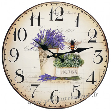 Horloge LAVANDE Herbes Abeille