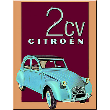 Plaque métal 2 CV deux chevaux Citroën 15 x 20 cm déco rétro vintage