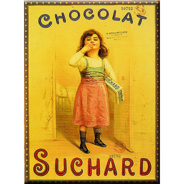 Plaque métal Chocolat SUCHARD petite fille 15 x 20 cm déco rétro vintage