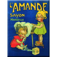 Plaque métal L'AMANDE Savon de Marseille 15 X 20 cm déco rétro vintage